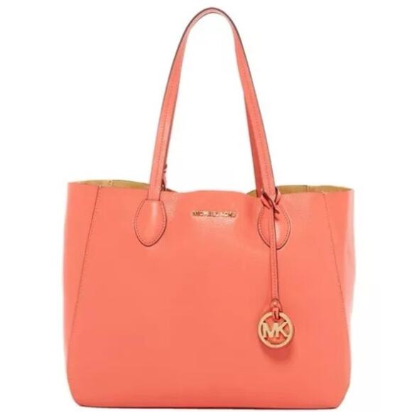 Michael Kors Handbags - MICHAEL KORS Mae Large Reversible Tote Peach and Gold